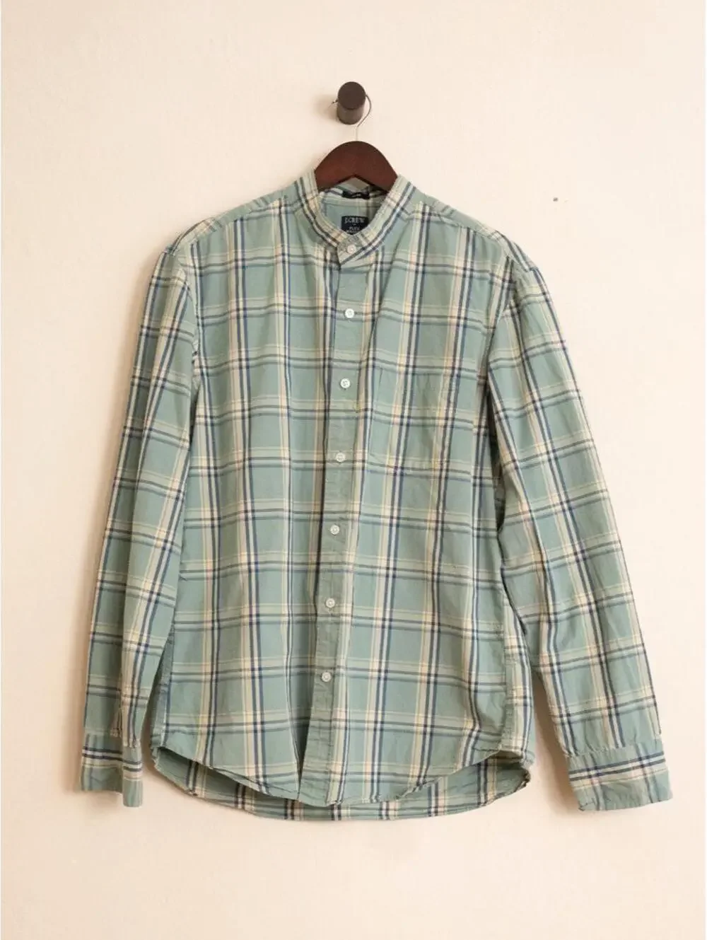 J.Crew Flex Washed Slim Plaid Shirt Men’s Large Green Blue